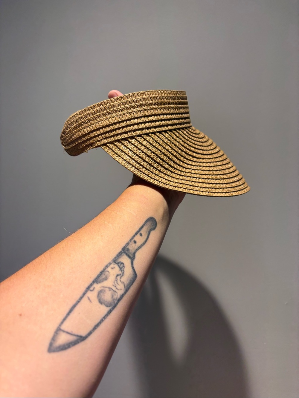 Wide Brim Straw Visor Hat - Tan